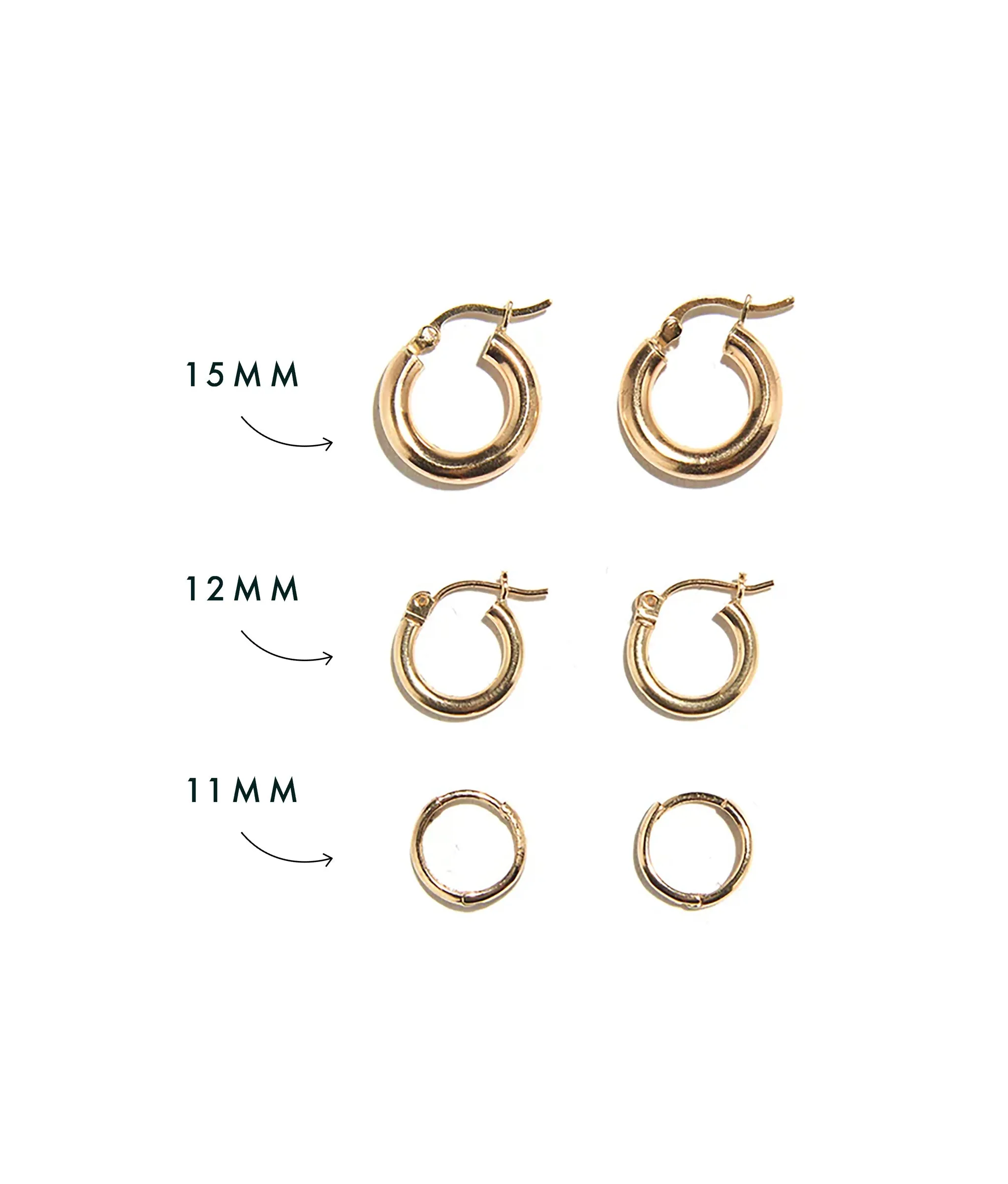 12mm 14k Gold Hoops