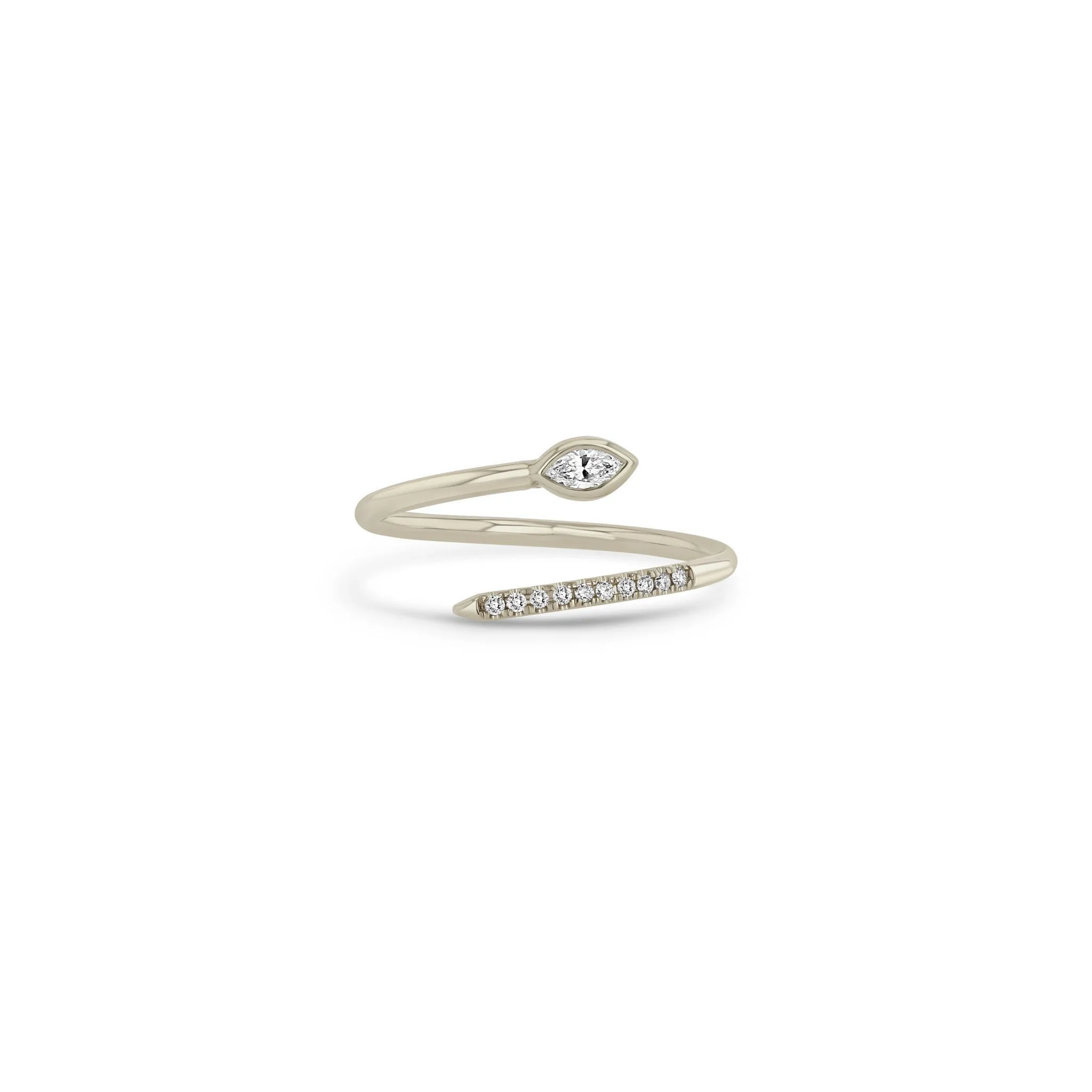 14k Marquise & Pavé Diamond Bypass Ring