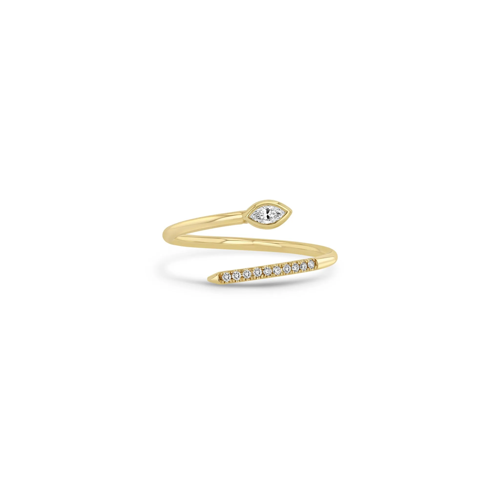 14k Marquise & Pavé Diamond Bypass Ring