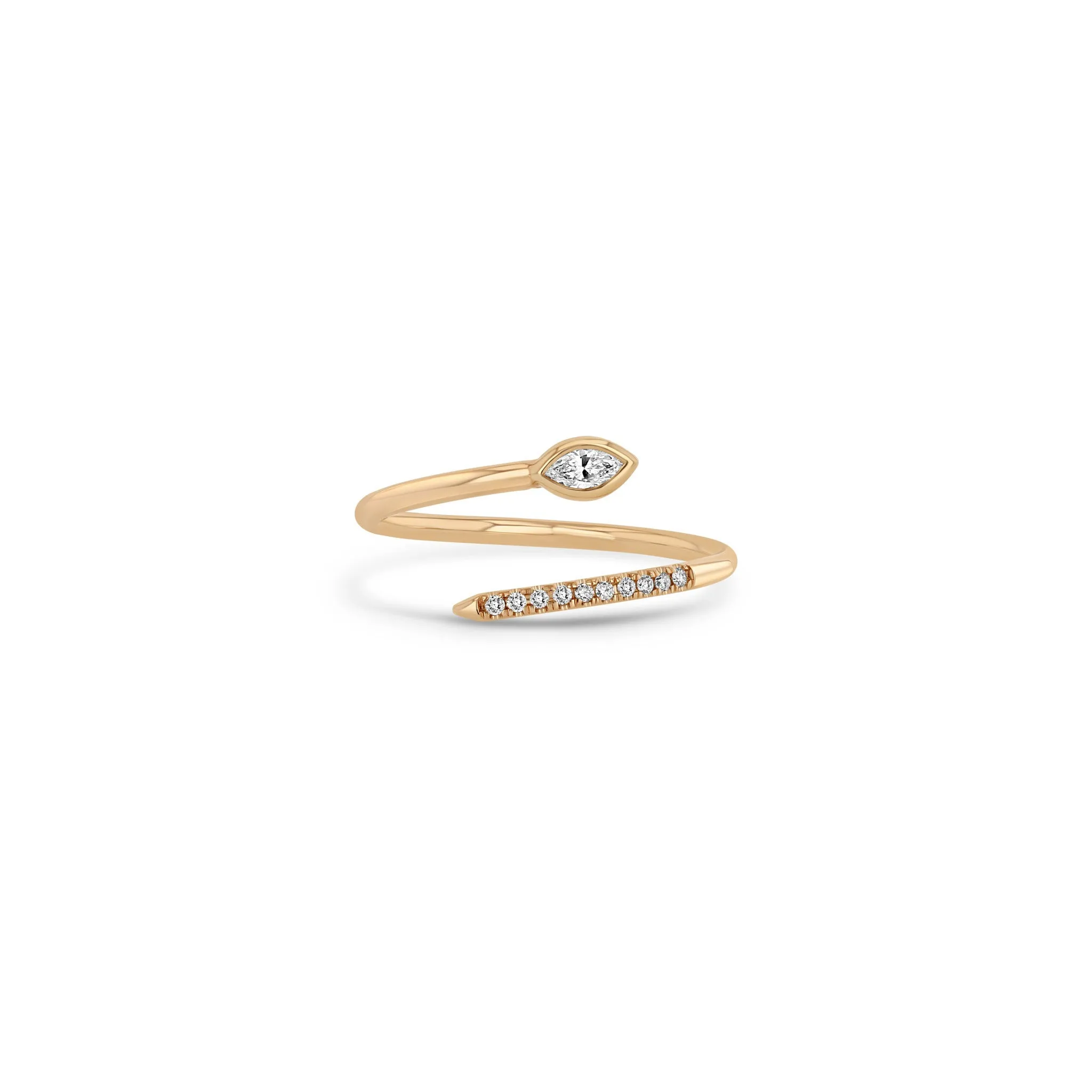 14k Marquise & Pavé Diamond Bypass Ring