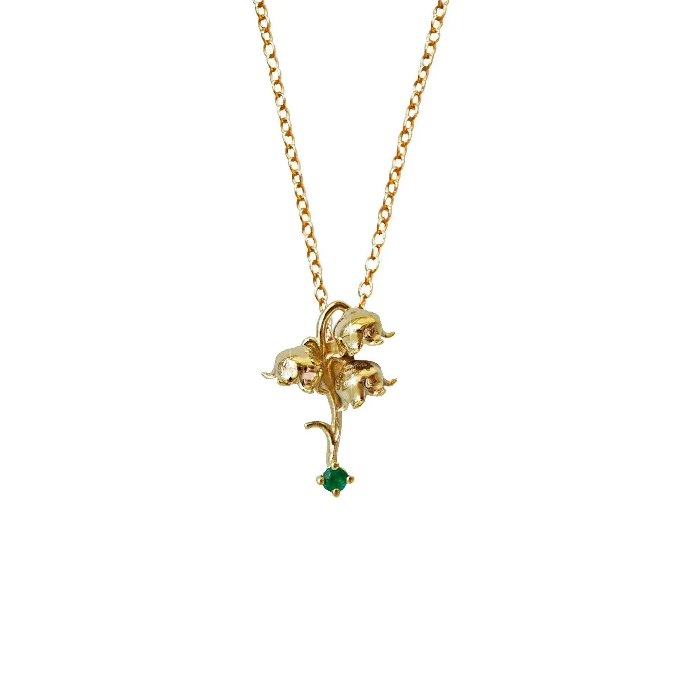 14K May Lily Birth Flower Necklace