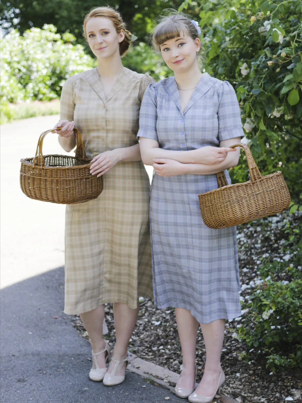 1940s Vintage Lumber Jill Check Day Dress in Flax