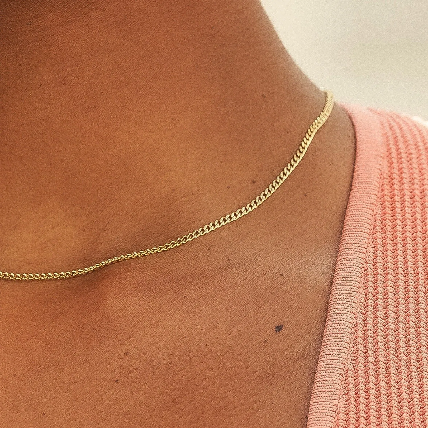 3MM Micro Cuban Necklace in Yellow Gold