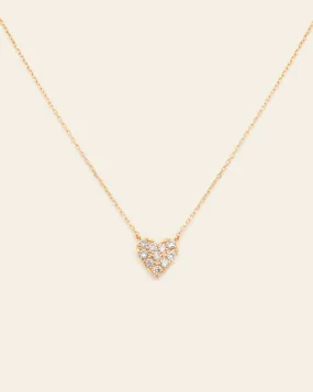 7mm Diamond Heart Necklace - 18k Solid Gold