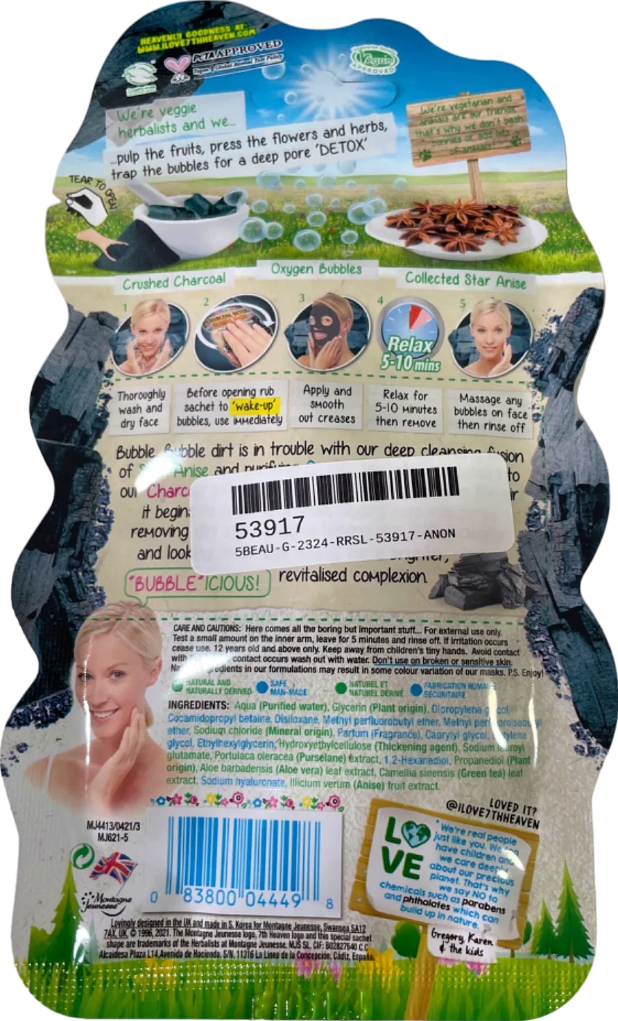 7th Heaven Charcoal Detox Bubble Mask No Shade 1 Bubble Sheet Mask