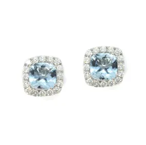 A & Furst - Dynamite - Stud Earrings with Aquamarine and Diamonds, 18k White Gold