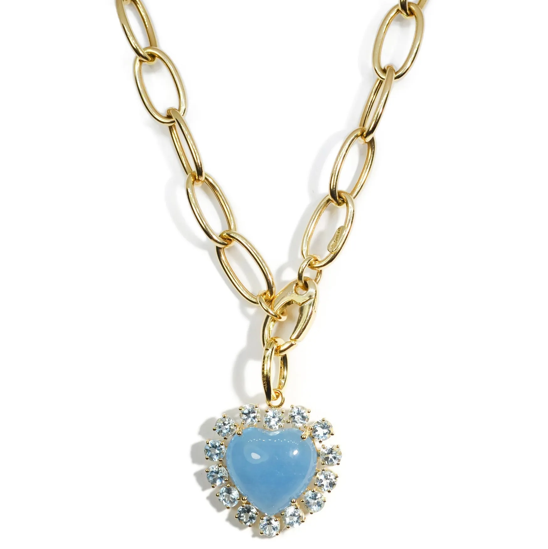 A & Furst - Sole - Pendant with Milky Aquamarine and Sky Blue Topaz, 18k Yellow Gold