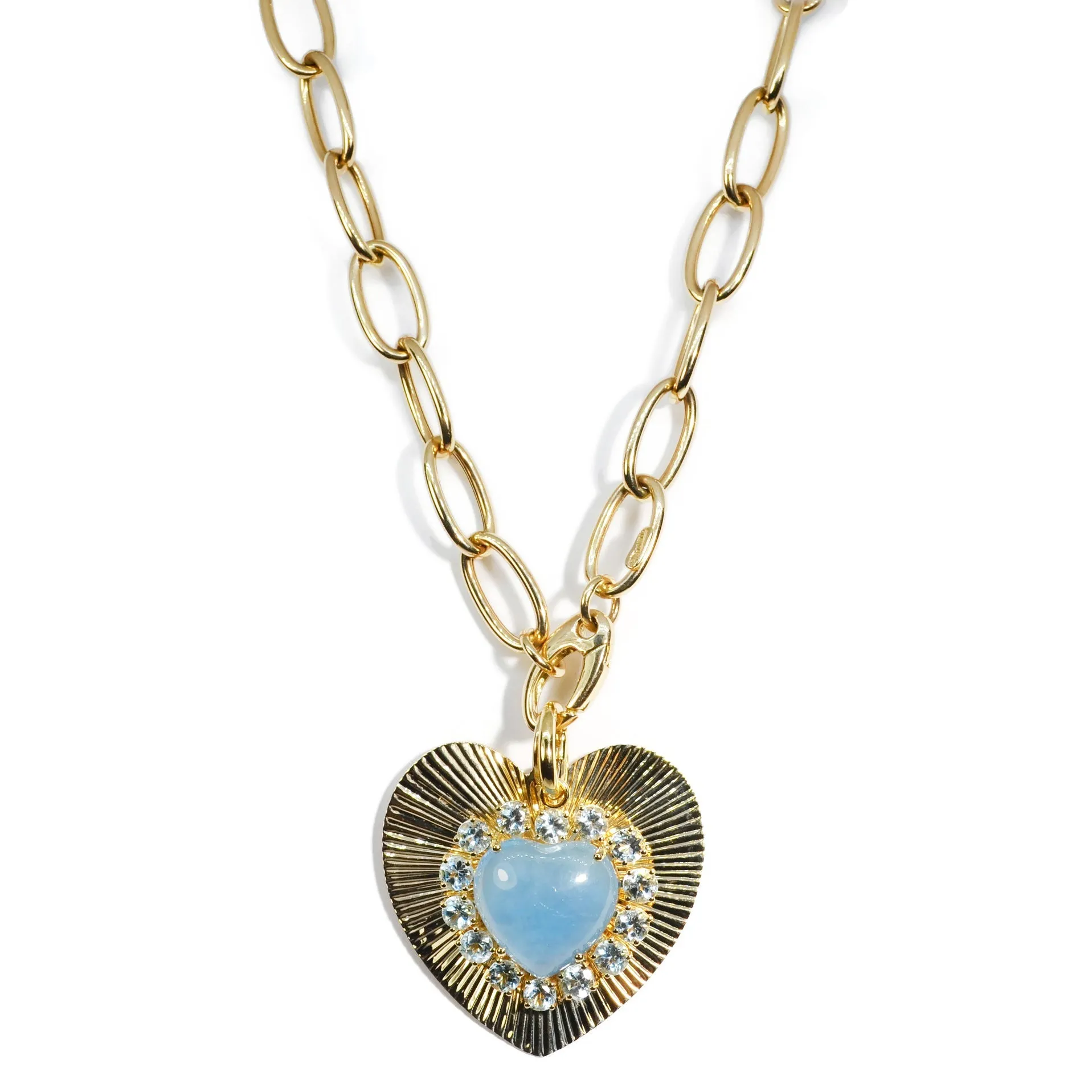 A & Furst - Sole - Pendant with Milky Aquamarine and Sky Blue Topaz, 18k Yellow Gold