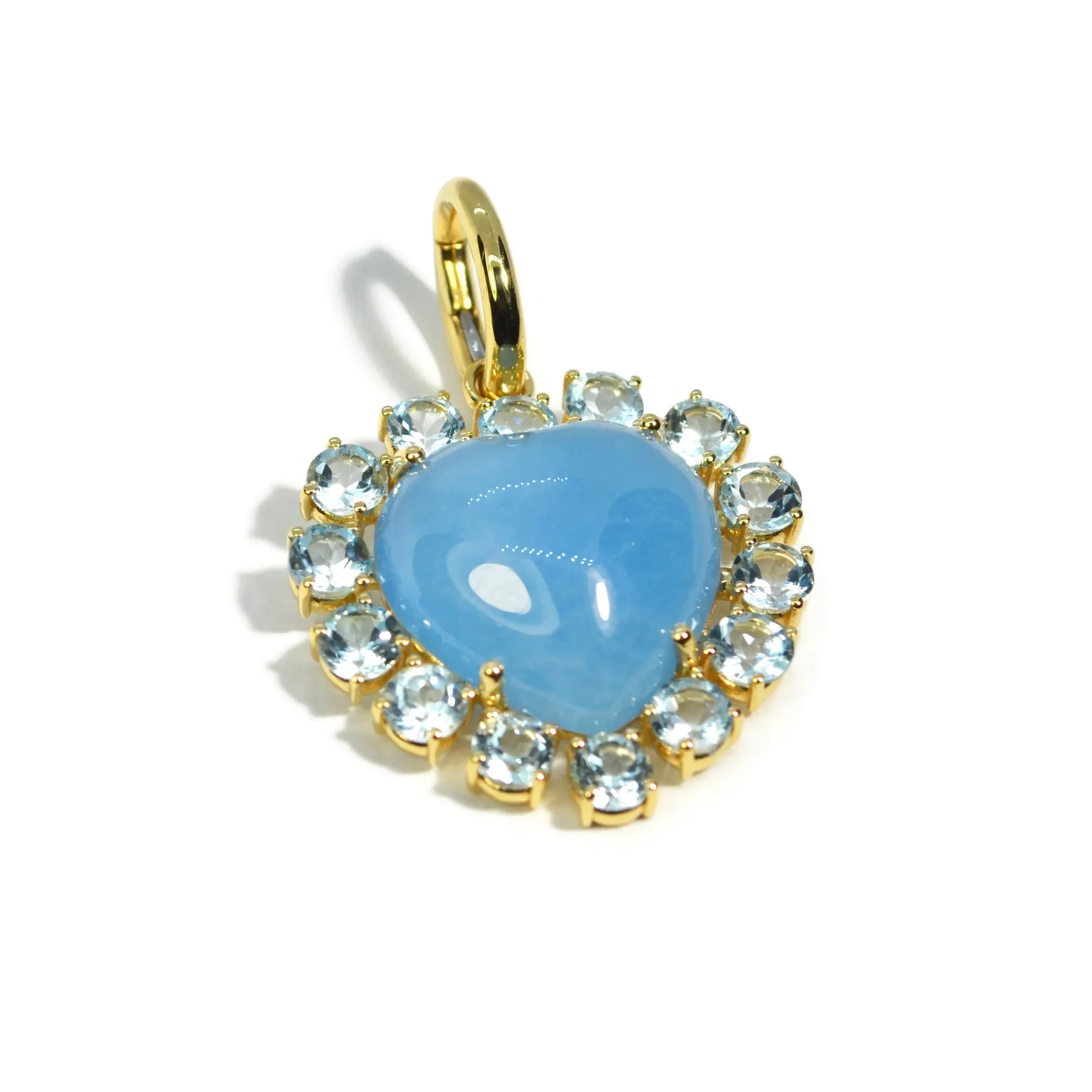 A & Furst - Sole - Pendant with Milky Aquamarine and Sky Blue Topaz, 18k Yellow Gold