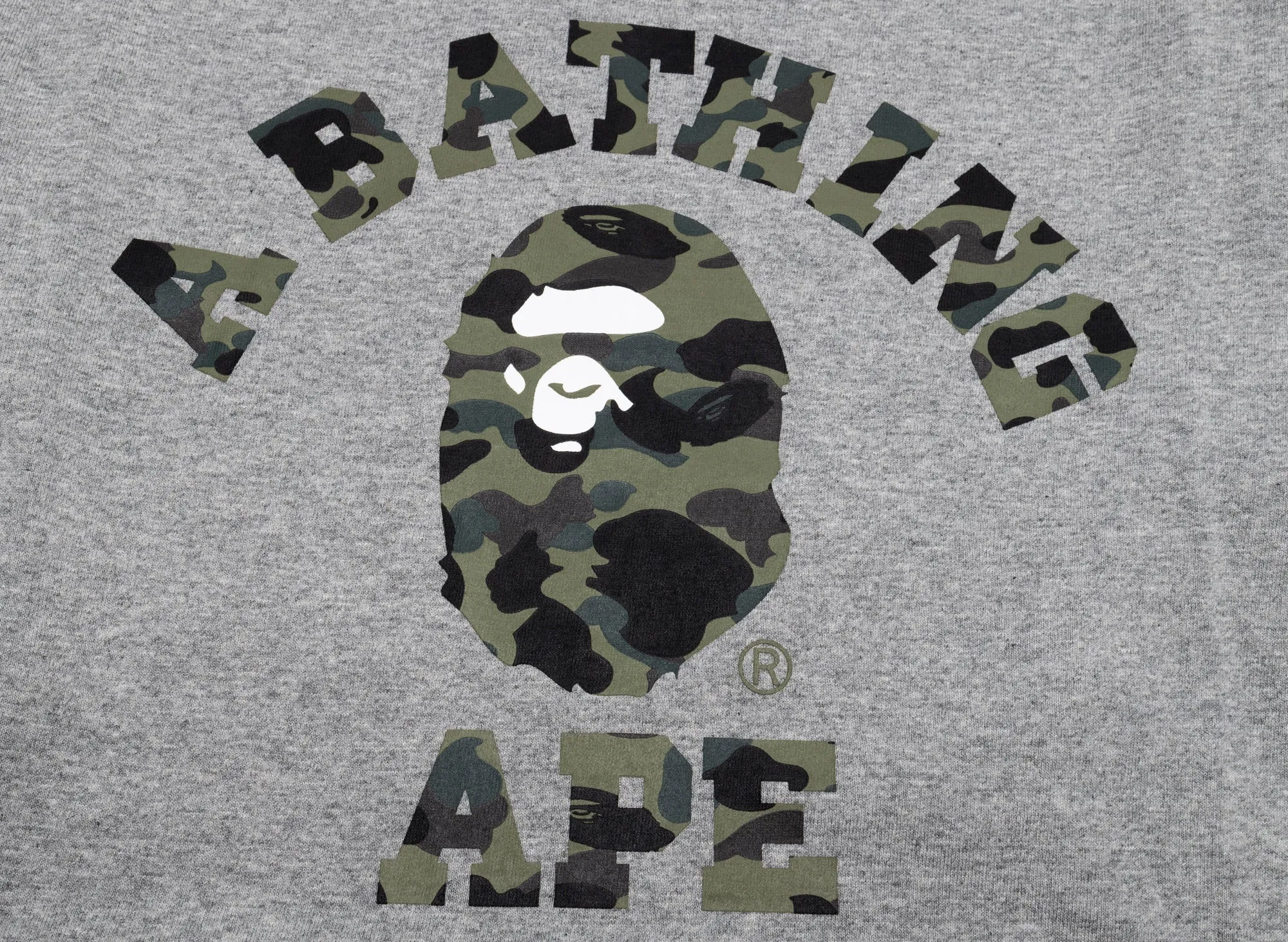 A Bathing Ape 1st Camo Camo College L/S Tee in Grey xld