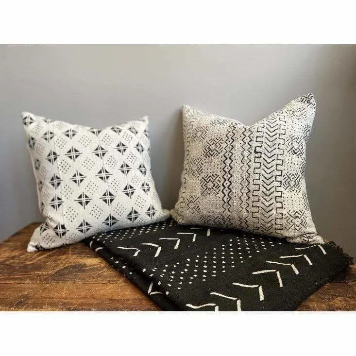 African Mud Cloth Pillow - Geometric