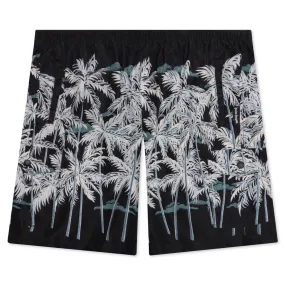 All Over Palms Swim Short - Black/Off White