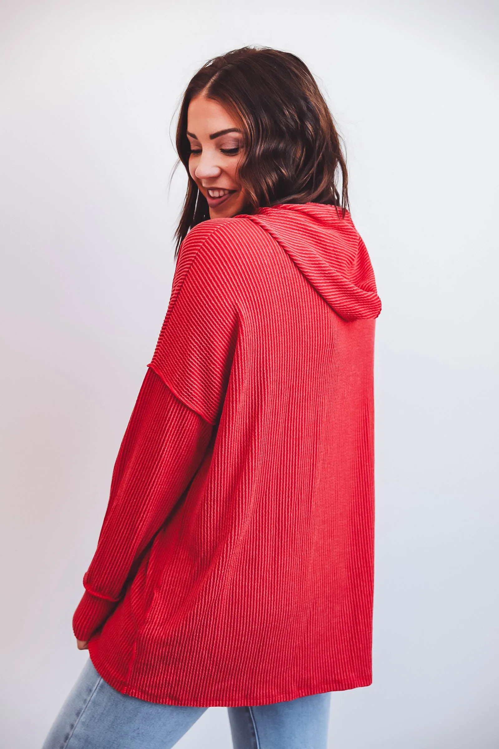 Annie Corded Hoodie-Red