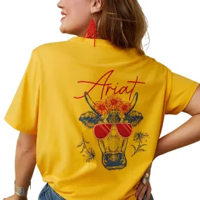 Ariat Womens REAL Cool Cow Tee Yolk Yellow