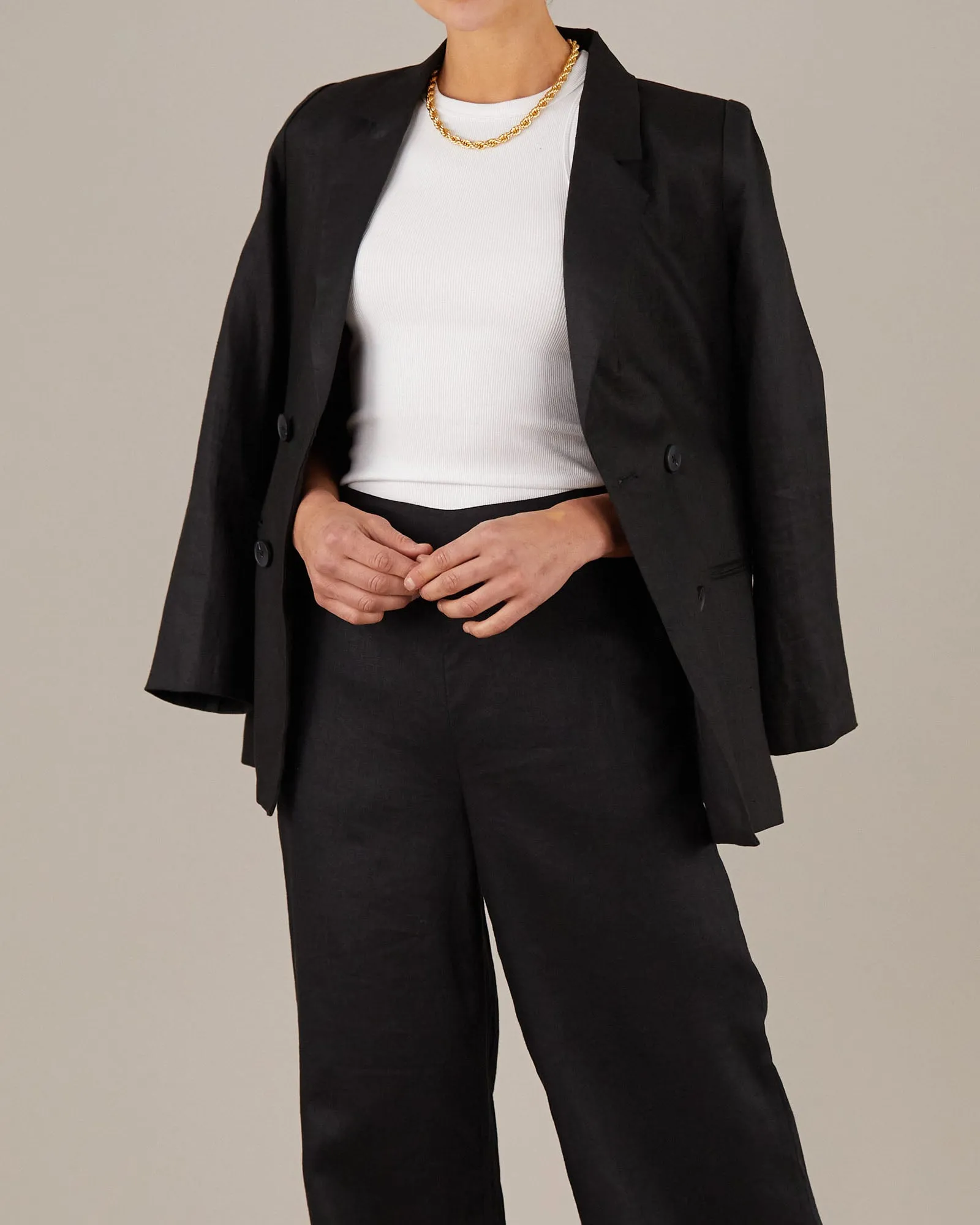 Azure Linen Blazer - Black