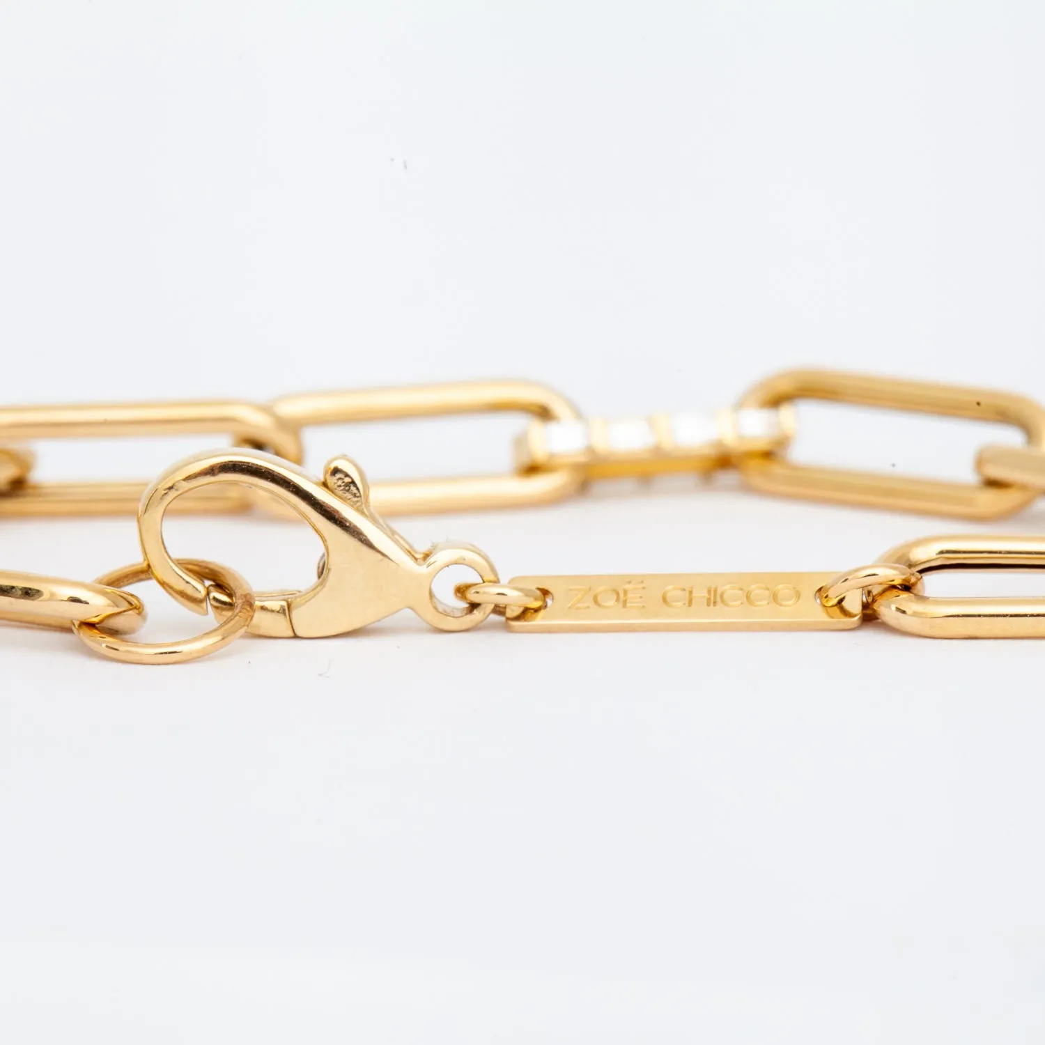 Baguette Diamond Paperclip Chain Bracelet