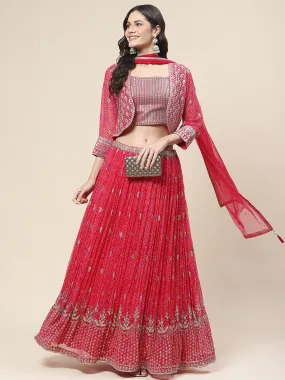 Bandhani Print Georgette Choli With Jacket, Choli & Dupatta