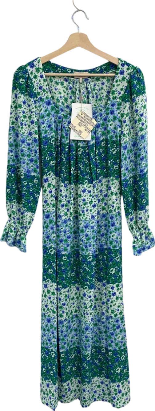 Baum Und Pferdgarten Blue Green Floral Midi Dress UK Size 10