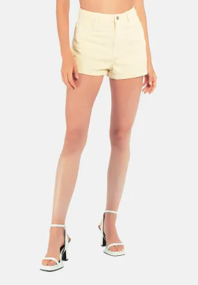 Beige Basic Upturn Hem Shorts