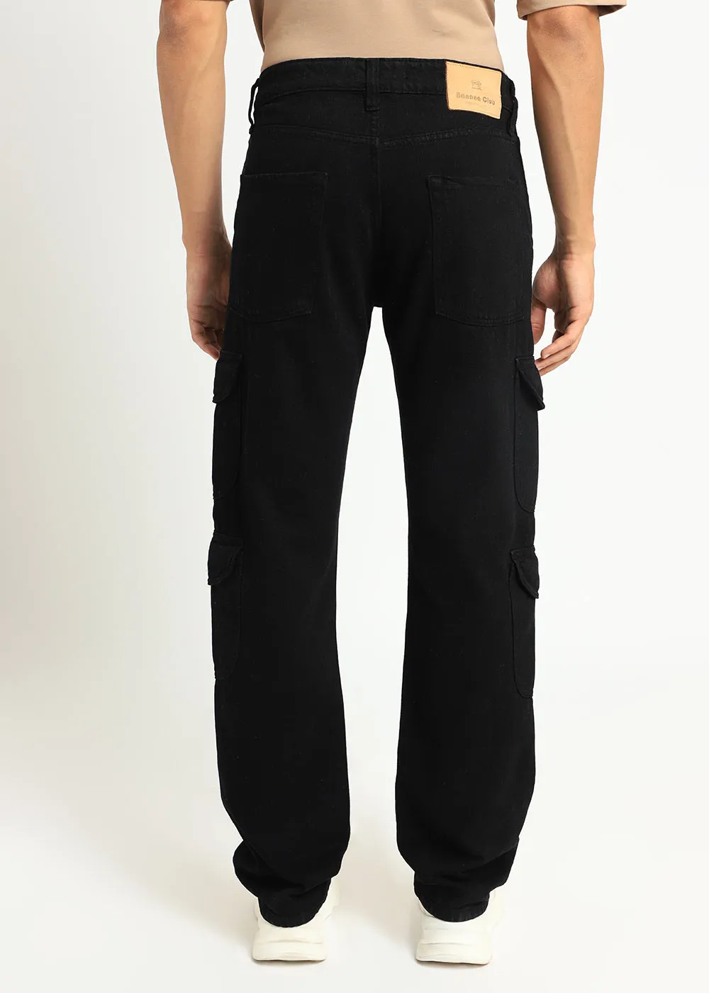 Black Double Pocket Cargo Denim