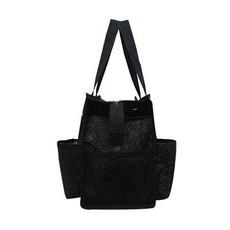 Black Glitter NGIL Zippered Lined Caddy Organizer Tote Bag