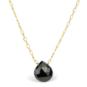 Black Spinel Necklace on Gold Filled Chain with Gold Filled Trigger Clasp