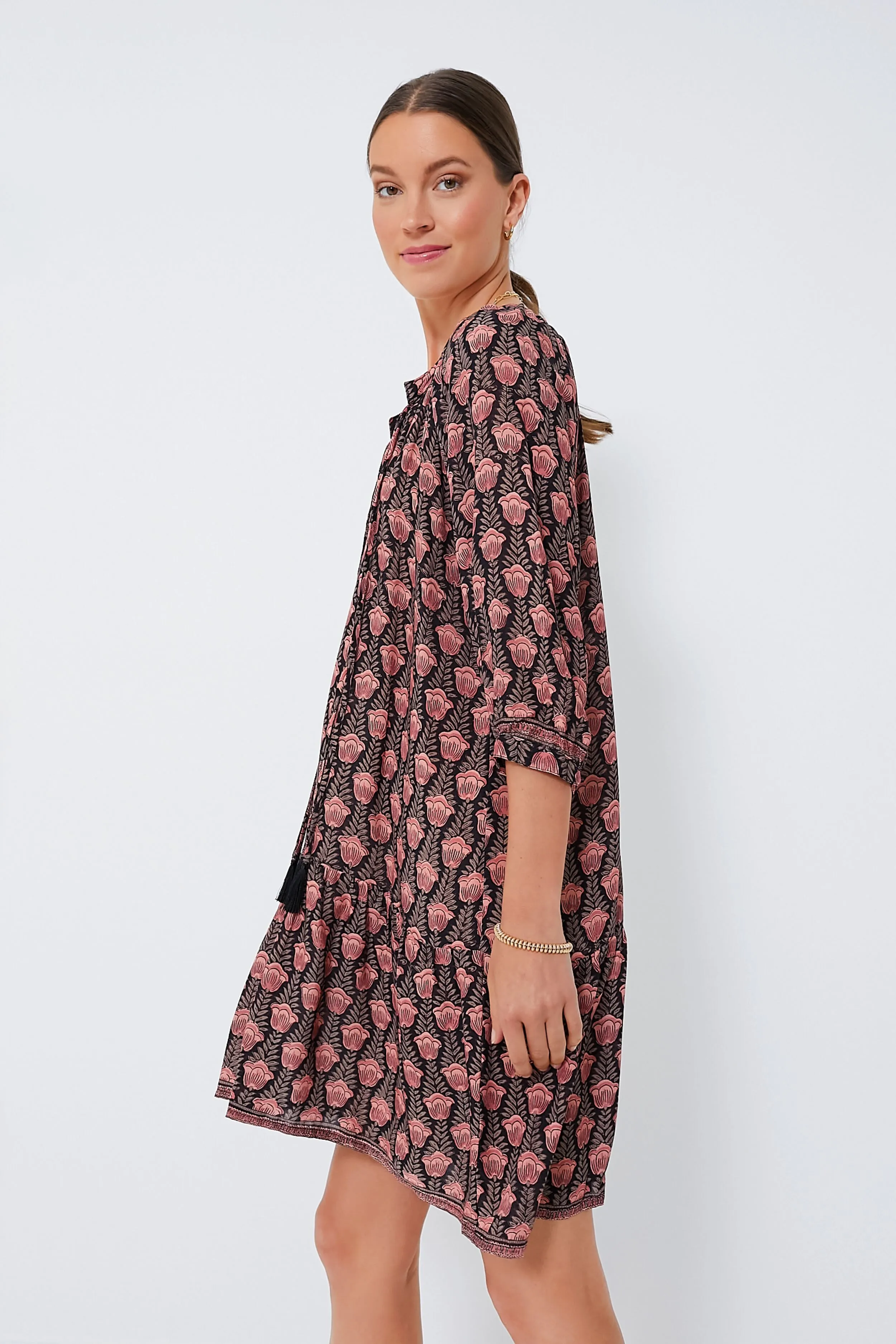 Black Tulip Print Kamari Block Stevie Dress