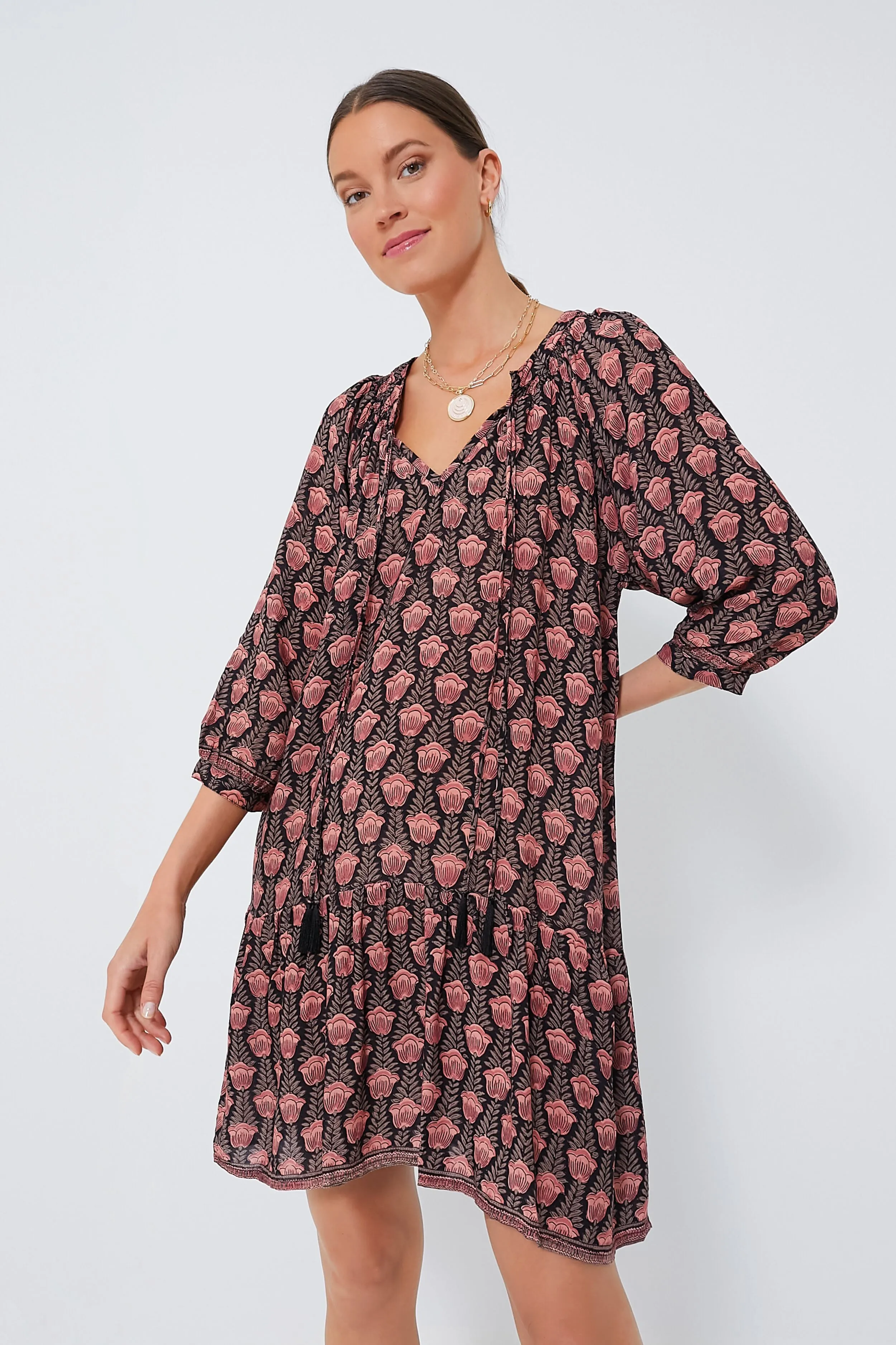 Black Tulip Print Kamari Block Stevie Dress