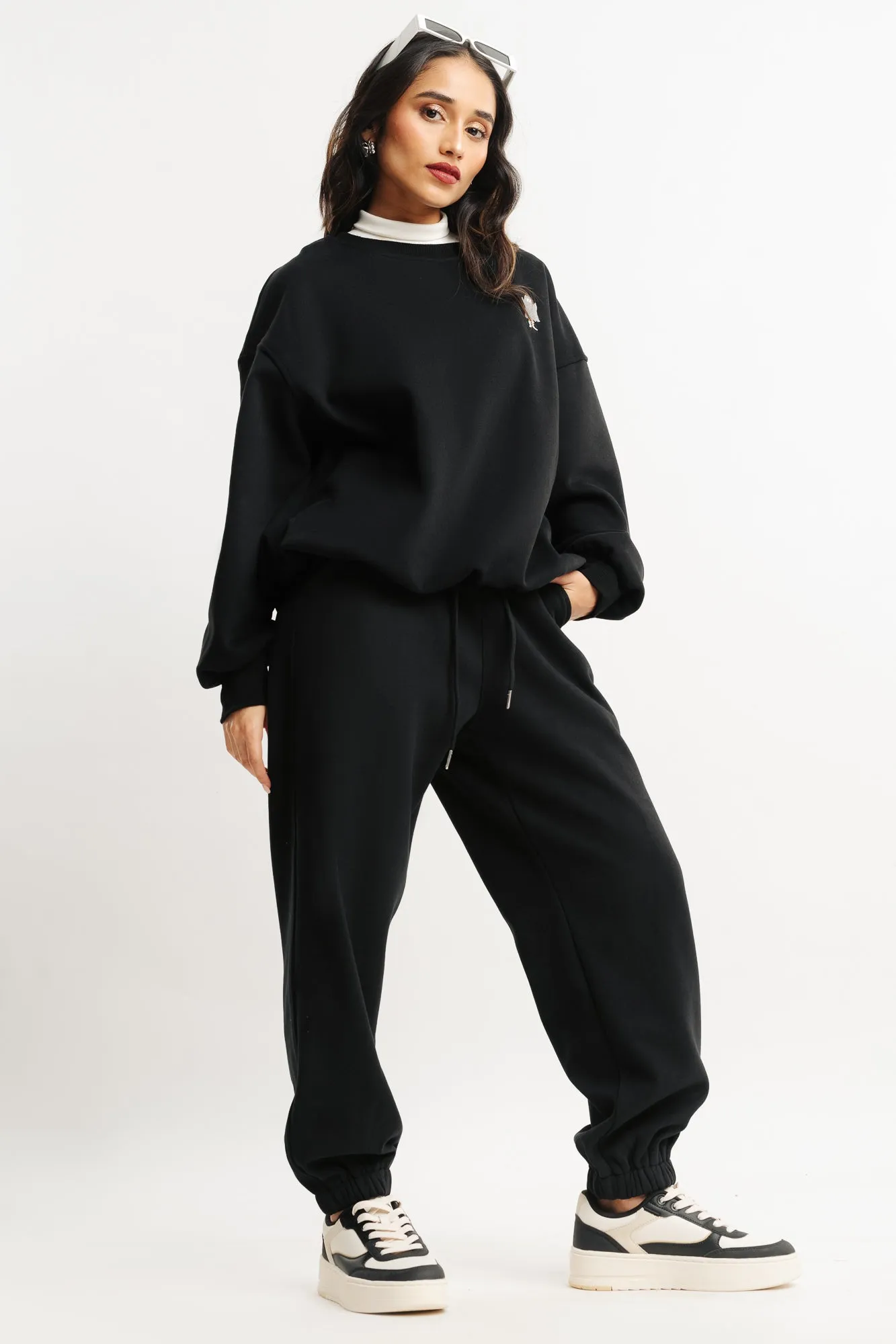 Black Two Piece Sweatshirt And Jogger Set