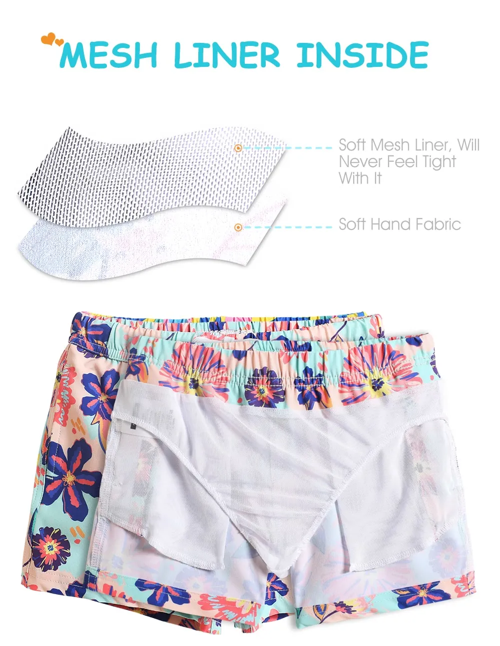 Boys Pink Flower Stretch Swim Trunks