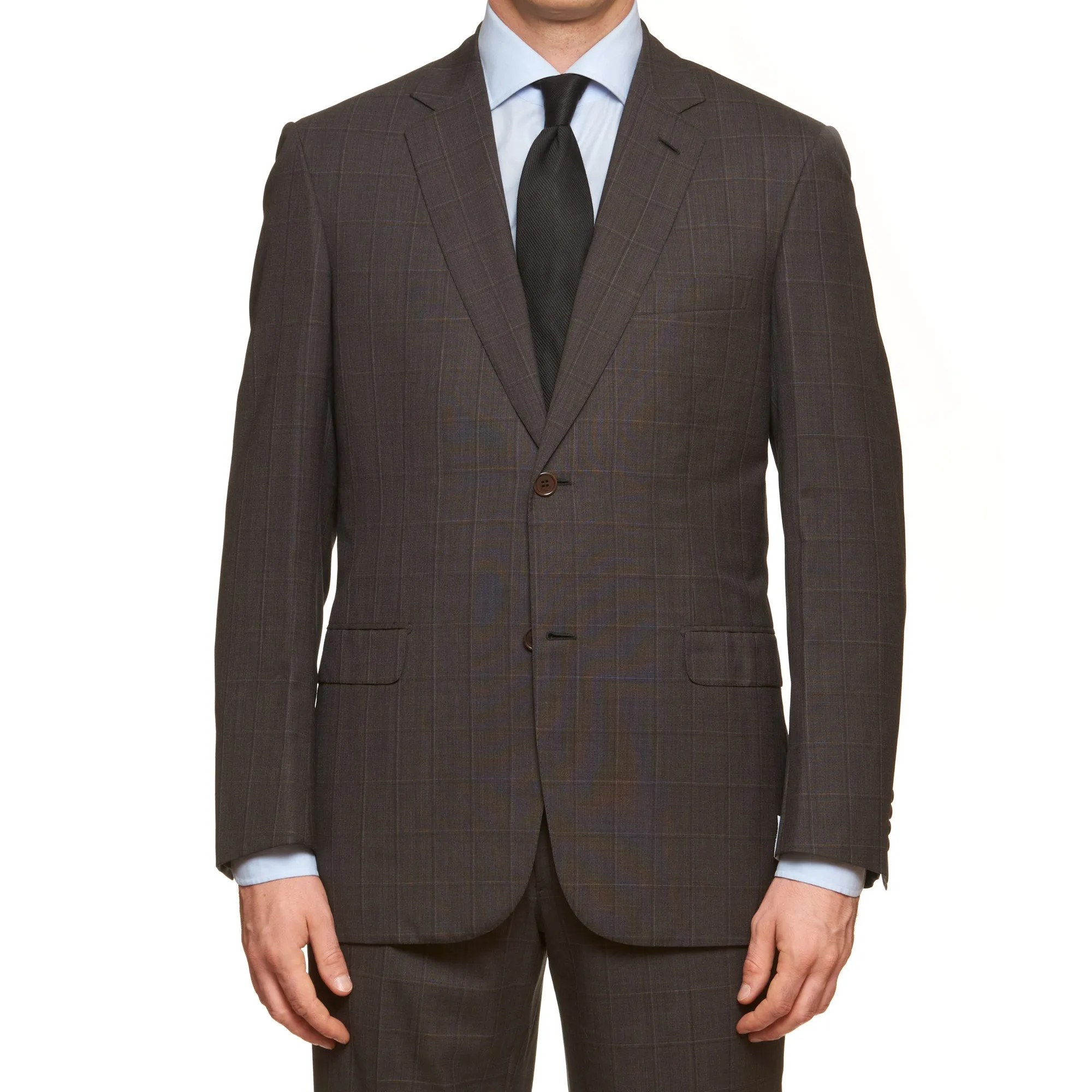 BRIONI "SECOLO" Handmade Gray Plaid Wool Super 150' Suit EU 52 NEW US 42