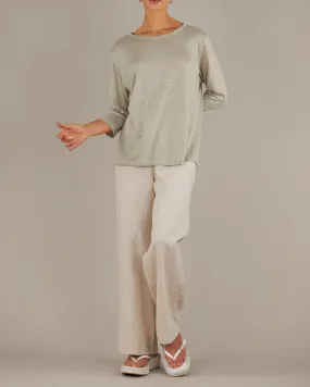 Bronte Linen Jersey Top - Sage