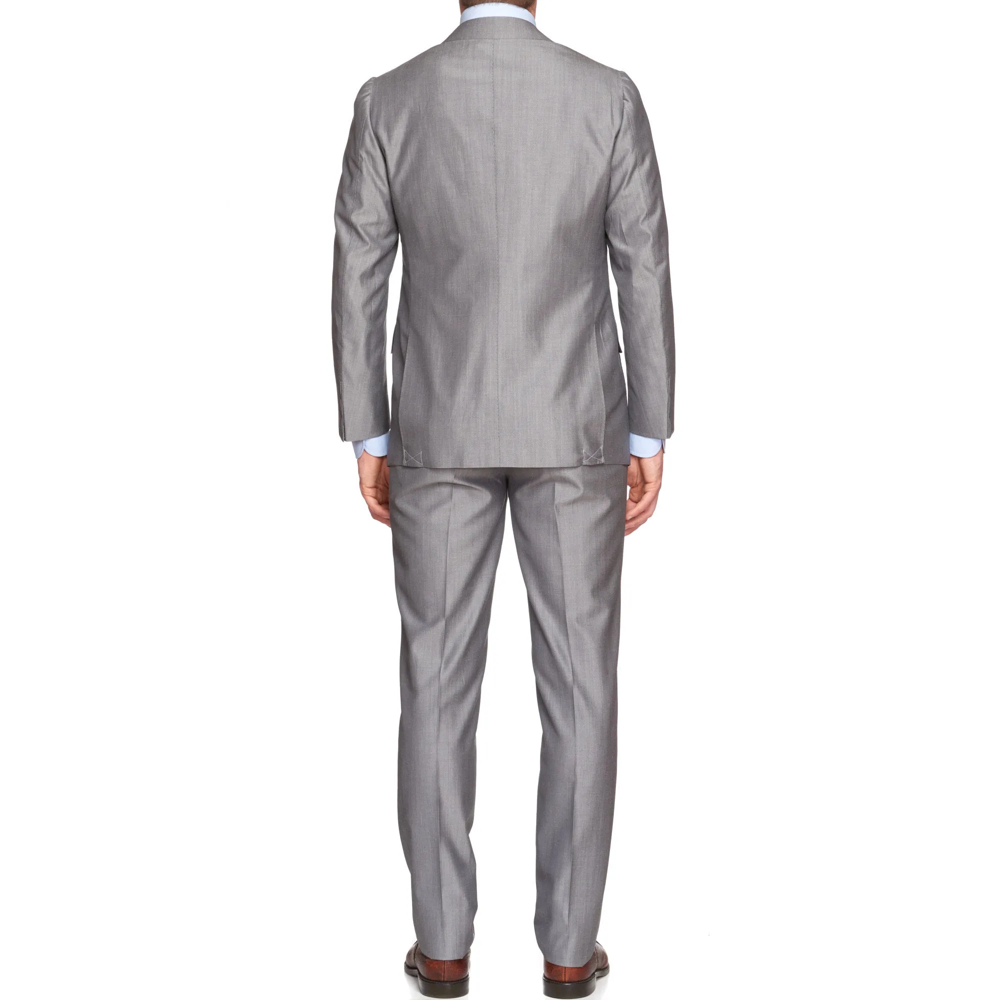 CESARE ATTOLINI Handmade Gray Cotton-Wool Super 120's Peak Lapel Suit NEW