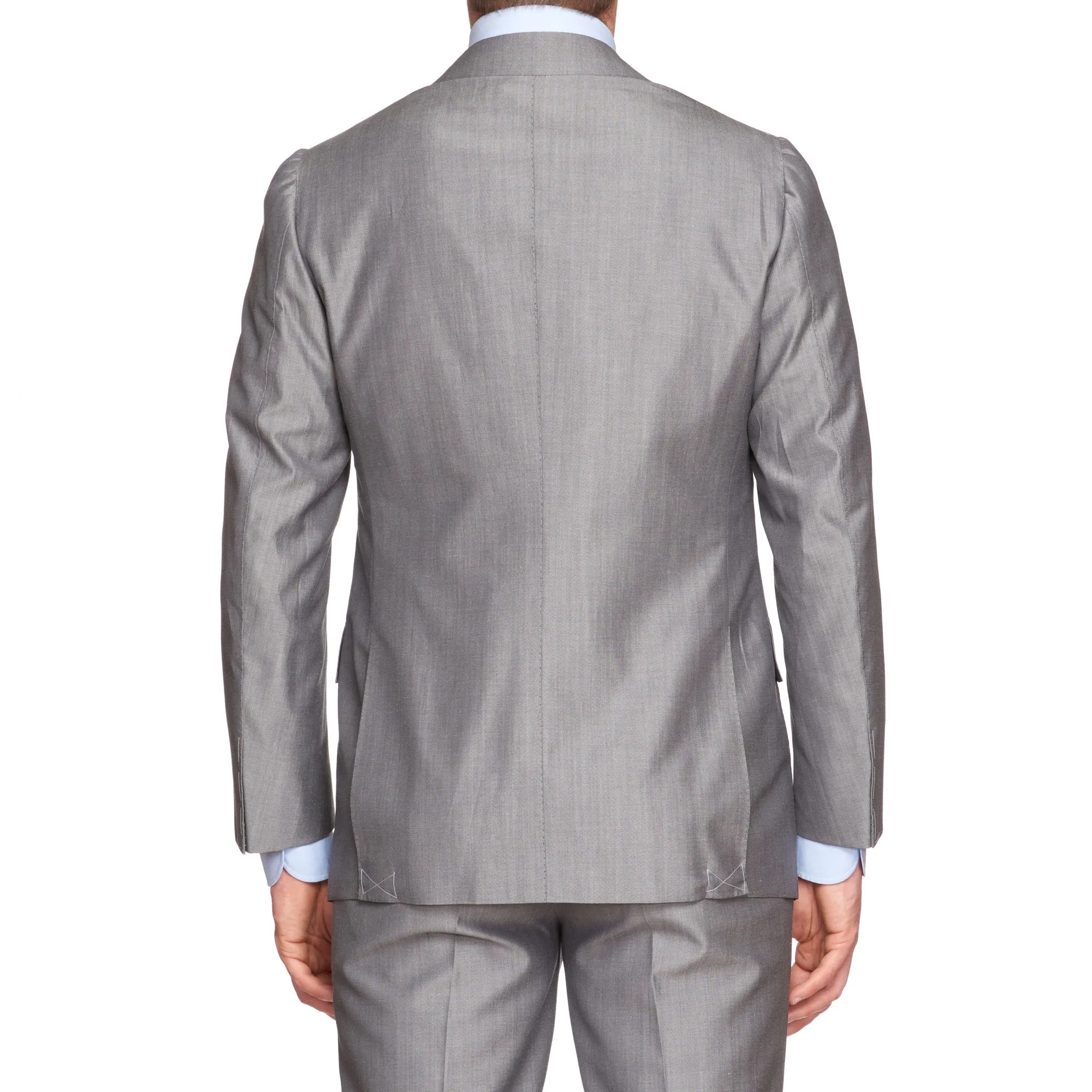 CESARE ATTOLINI Handmade Gray Cotton-Wool Super 120's Peak Lapel Suit NEW