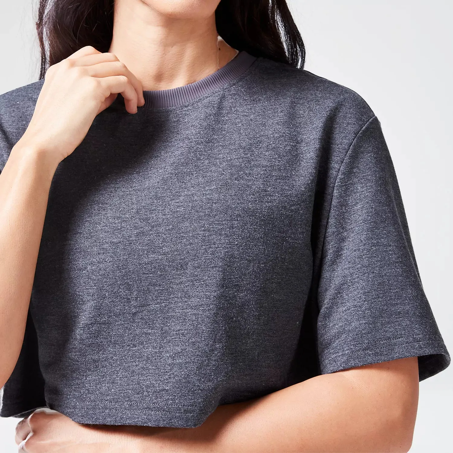 Code Mystery Crop Tee - Black Marl