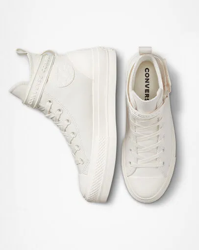 Converse women's high shoe with wedge and ankle strap A04270C white vintage-egret 