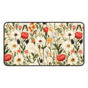 Cottagecore Wildflower Red Poppies Laptop Computer Desk Mat Mousepad