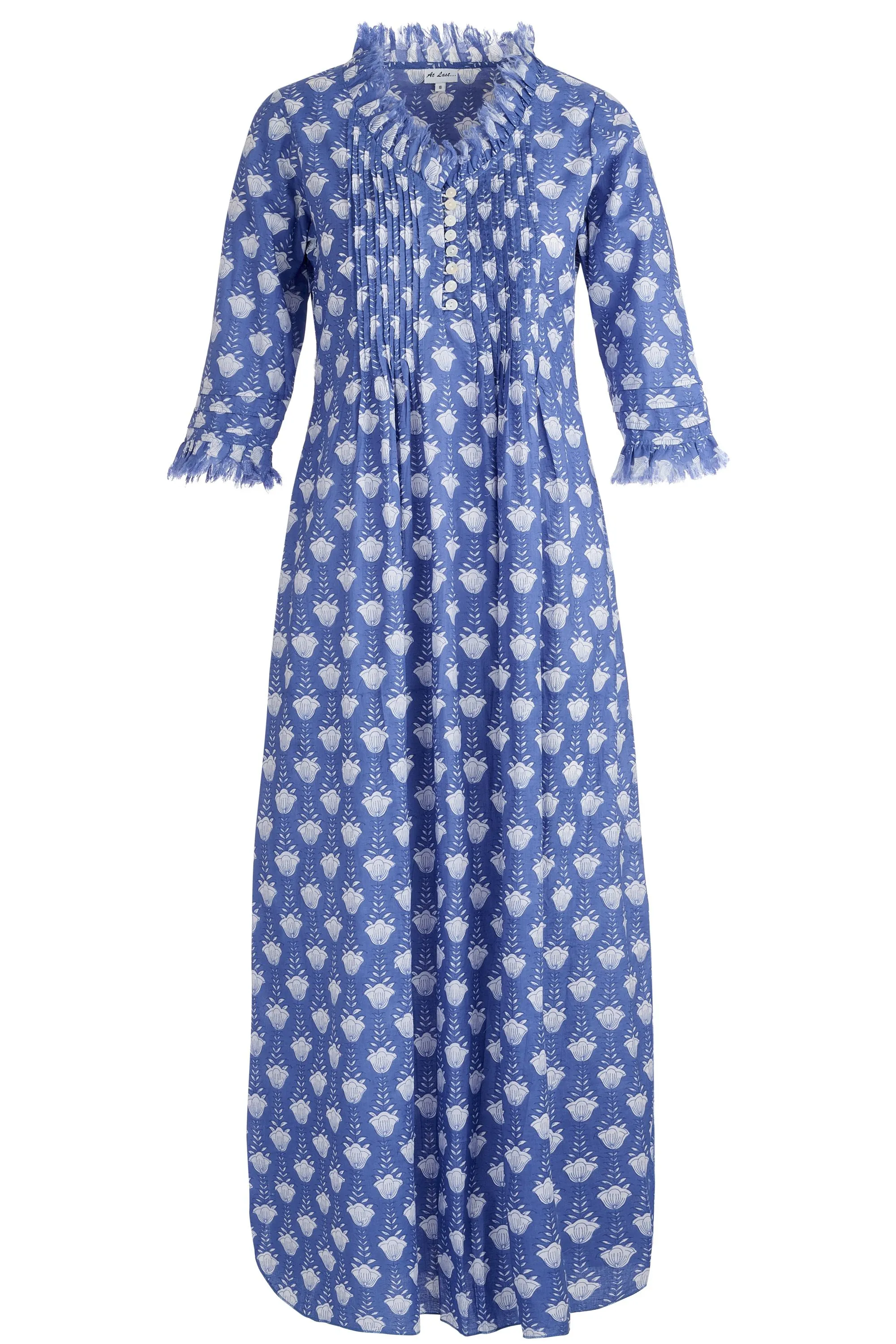 Cotton Annabel Maxi Dress in Wedgewood Blue Flower