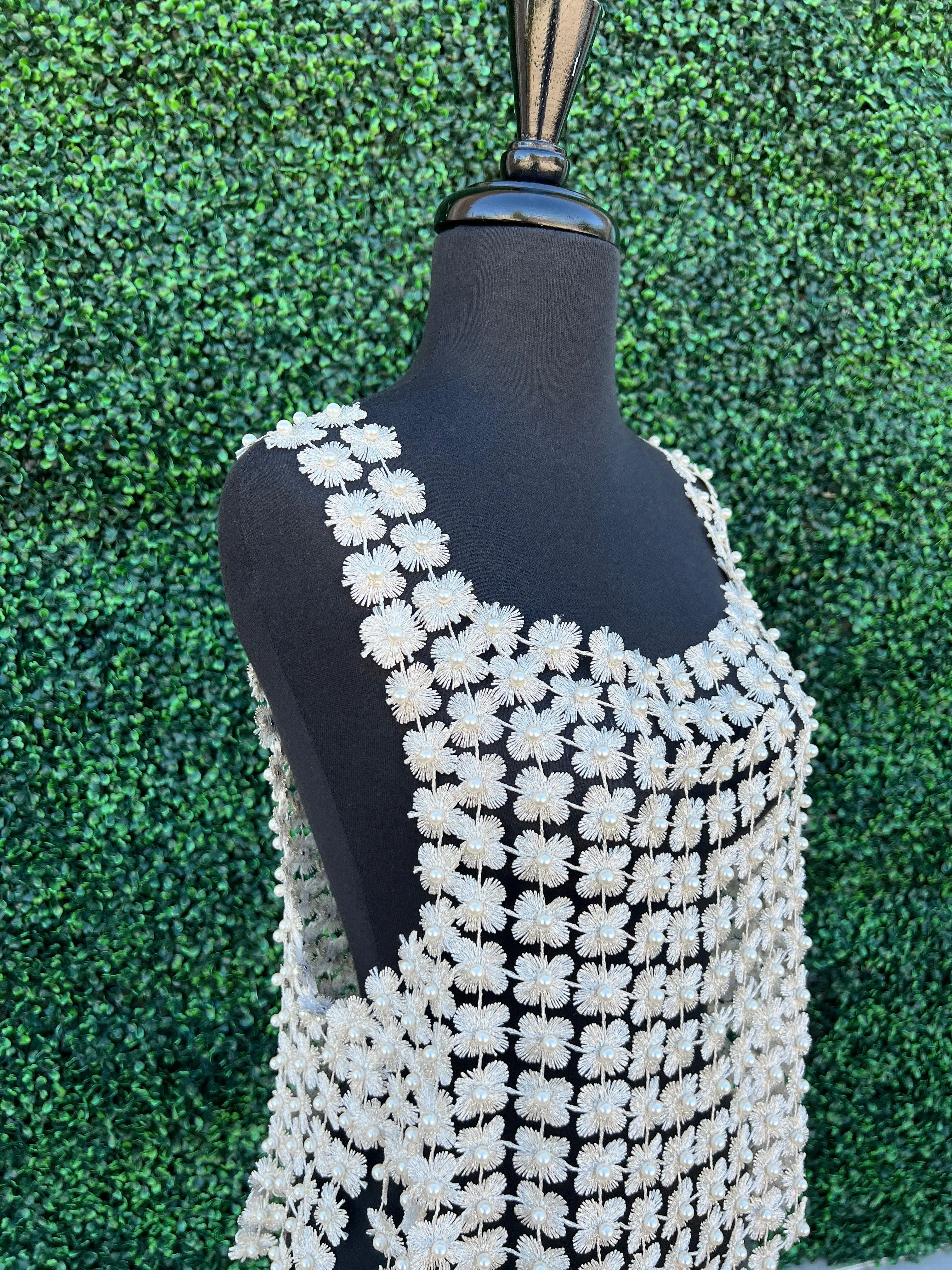 Crochet Pearl Overlay Top