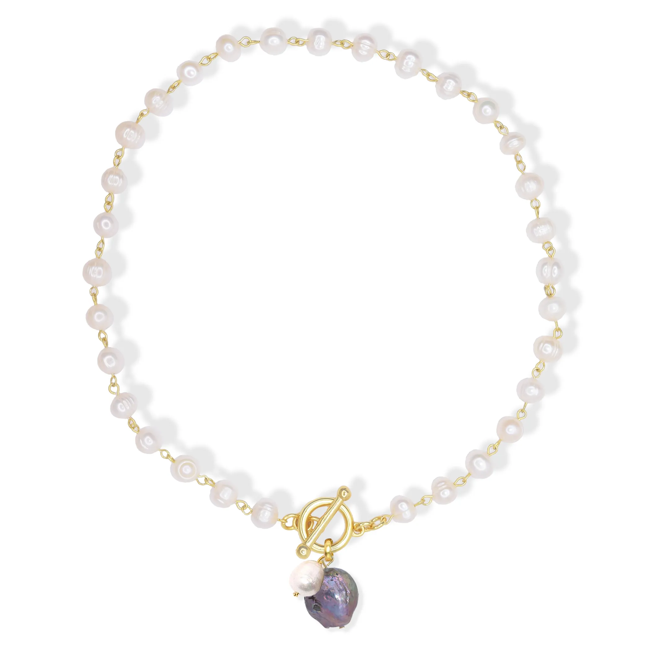 Cultured pearl strand necklace with large peacock pearl pendant