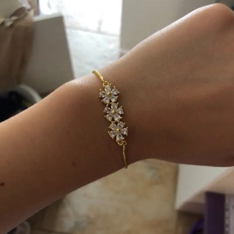 CZ Flower Adjustable Bracelets - 2 colors