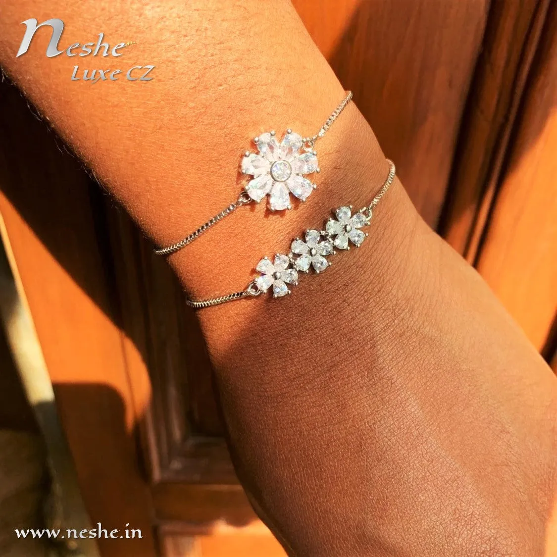 CZ Flower Adjustable Bracelets - 2 colors