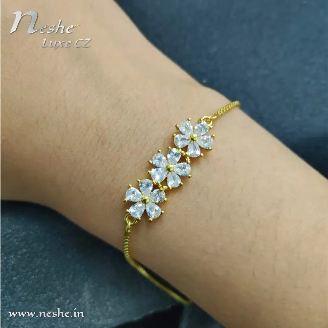 CZ Flower Adjustable Bracelets - 2 colors