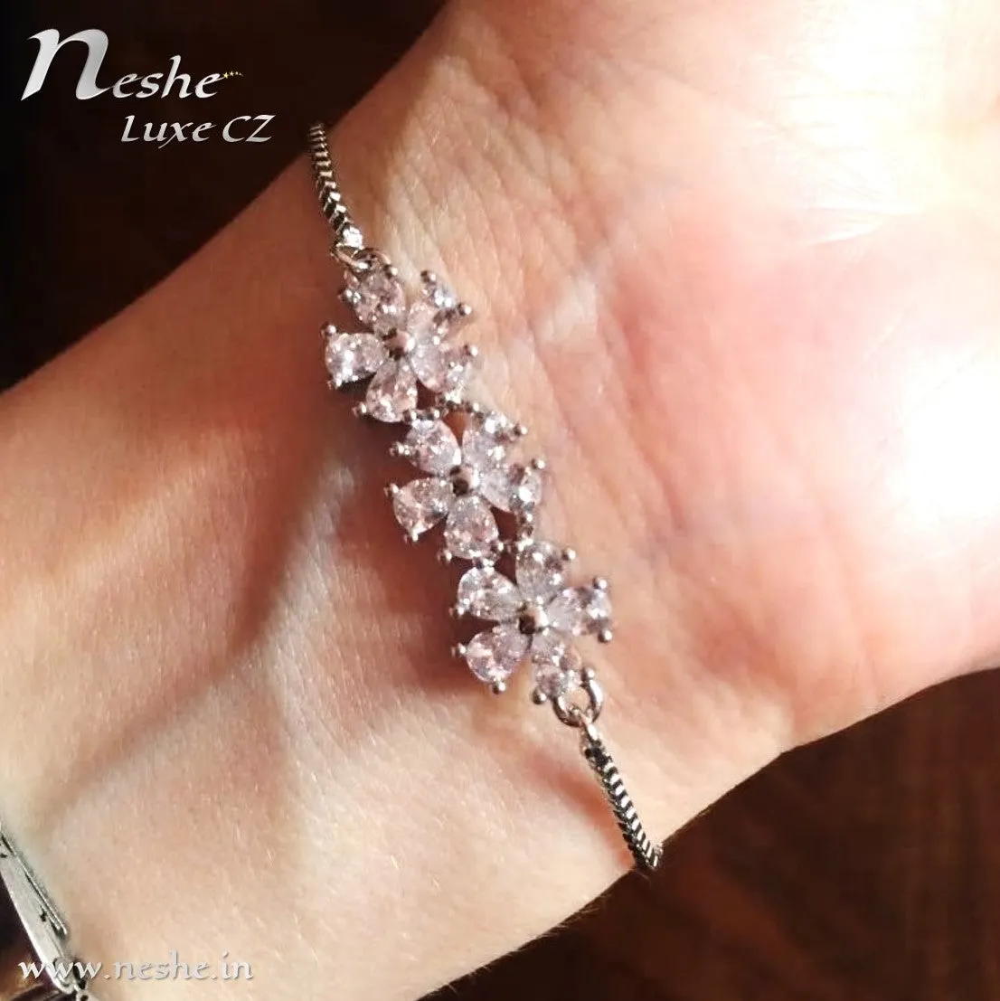 CZ Flower Adjustable Bracelets - 2 colors