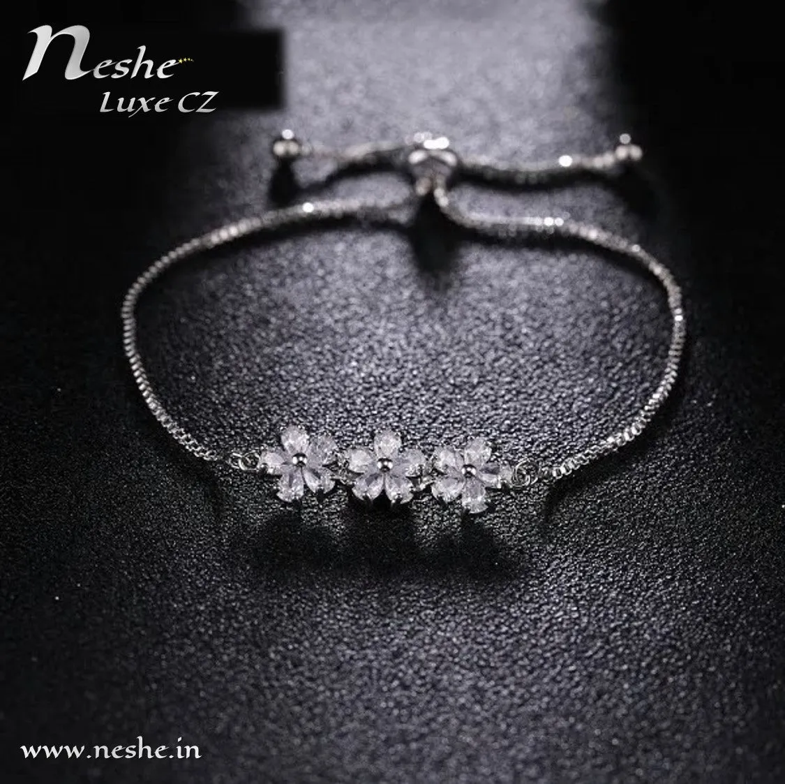 CZ Flower Adjustable Bracelets - 2 colors