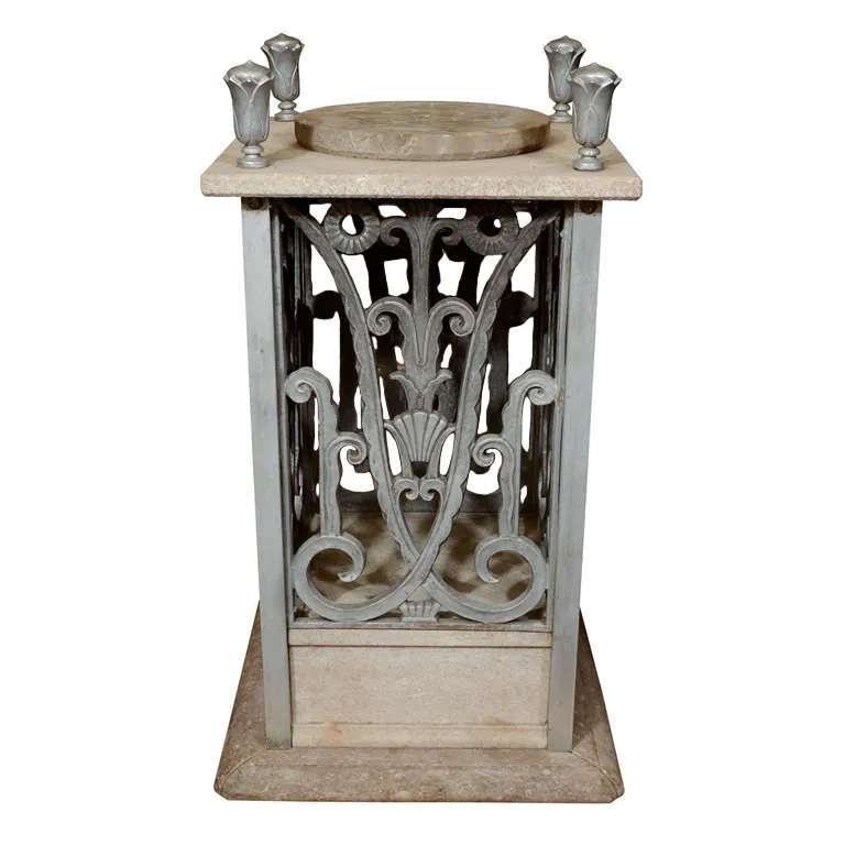 Edgar Brandt Art Deco Pedestal with Floral Detailing