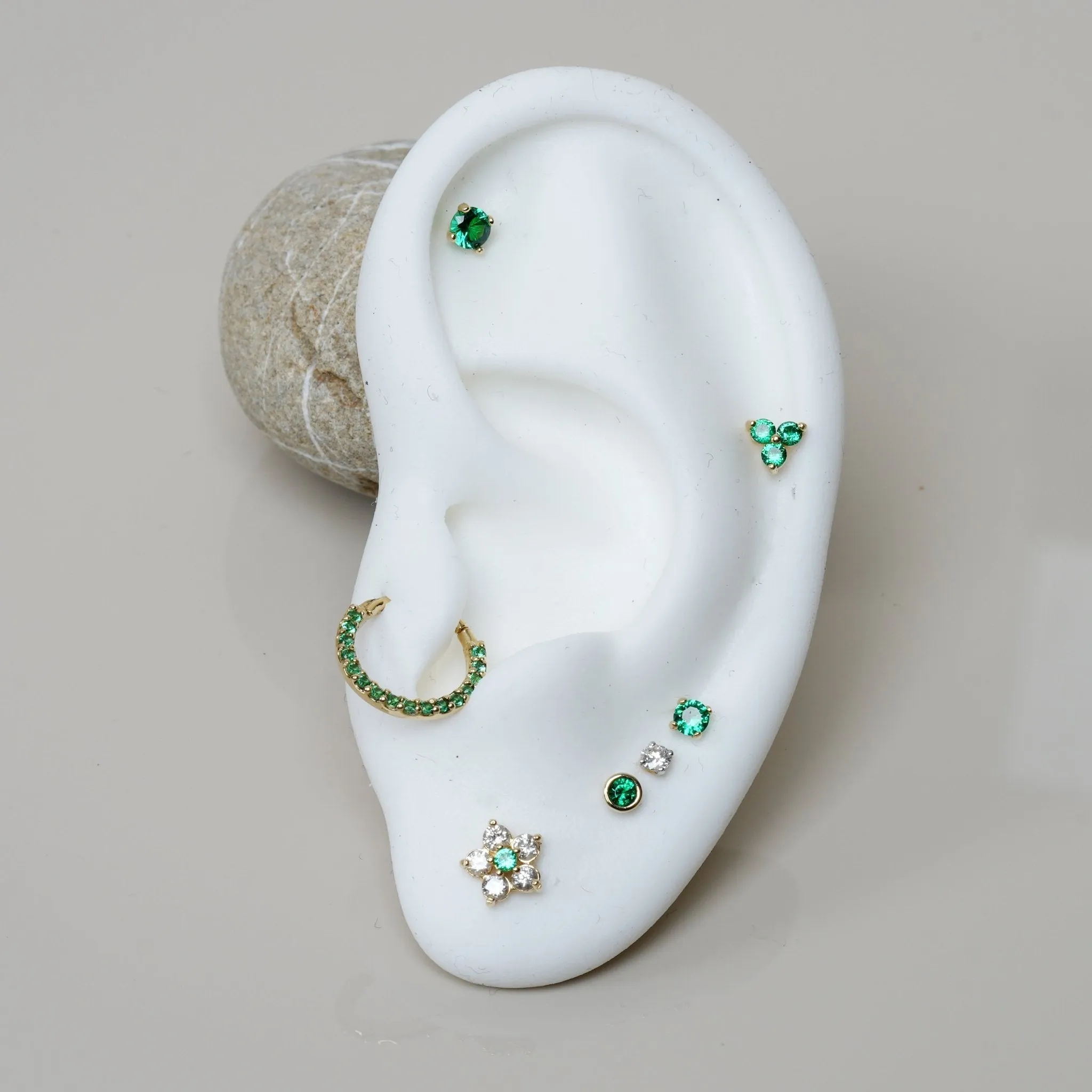 Emerald Studded Clicker Hoop