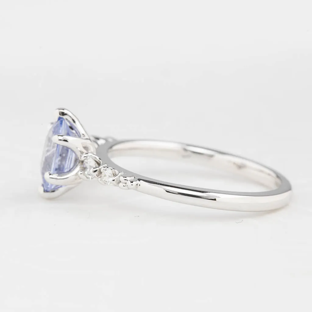 Estel Fleur Ring 1.1ct Light Blue Unheated Sapphire, 14K White Gold (One of a kind)