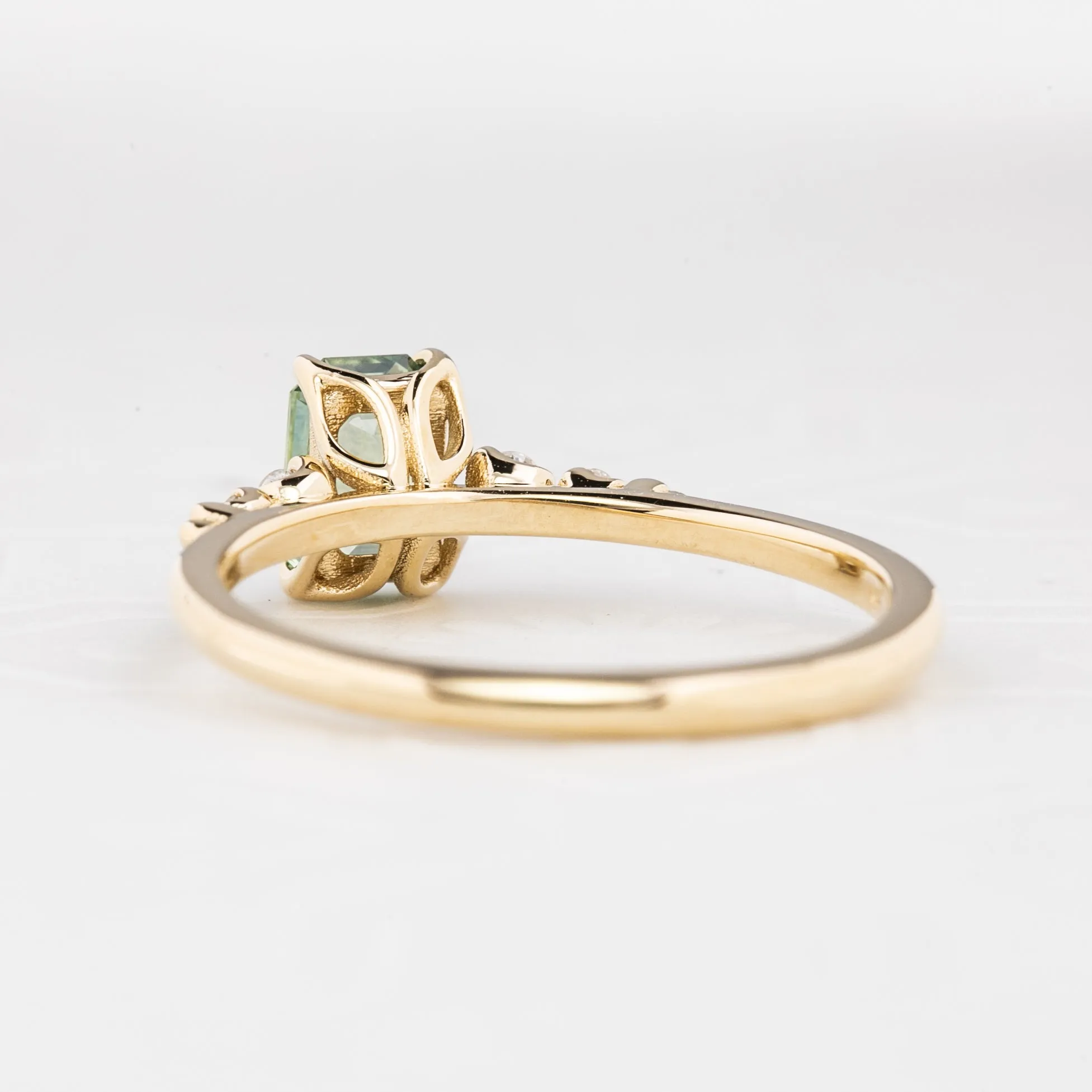 Estel Luxe Ring 0.83ct Light Green Montana Sapphire, 14k Yellow Gold (One of a kind)