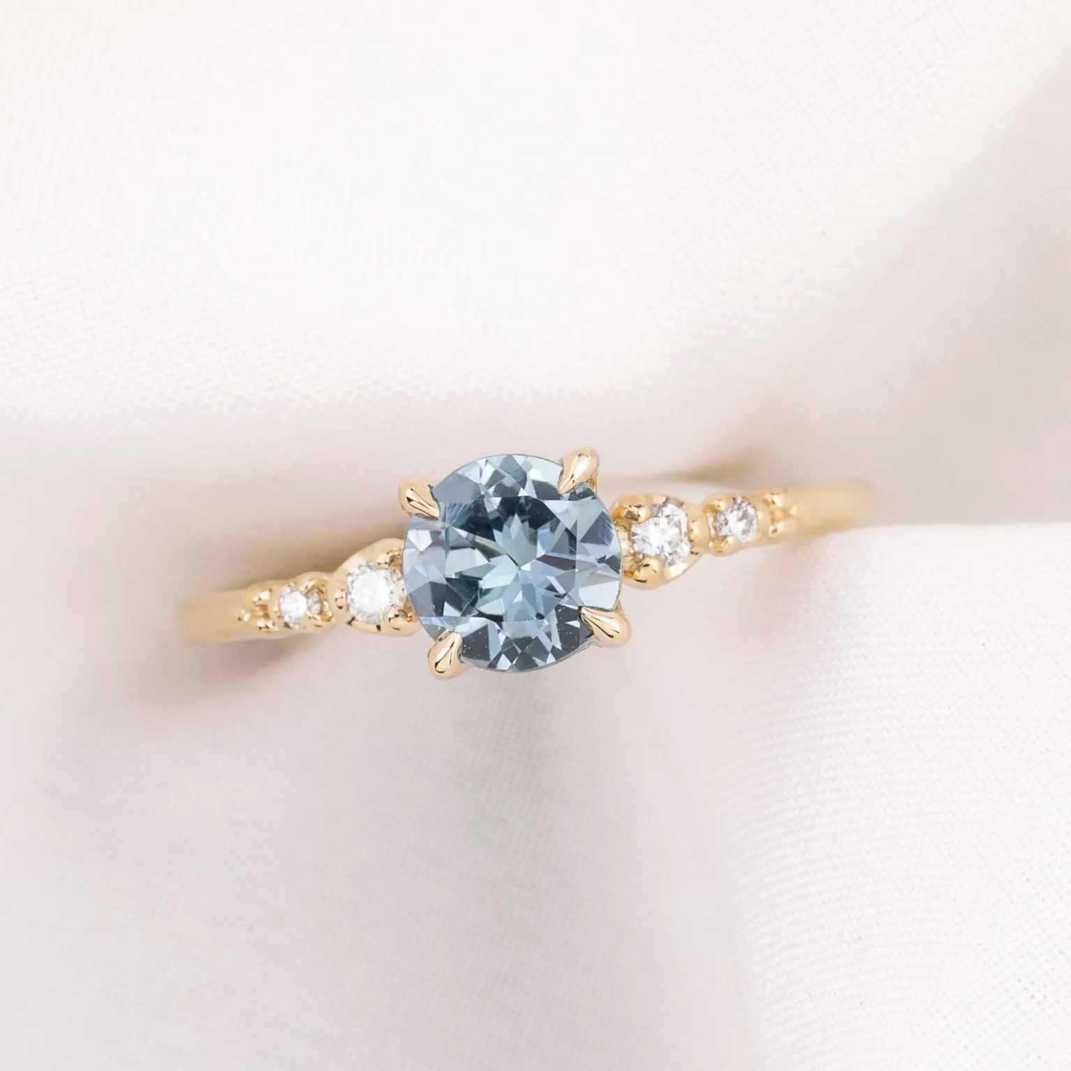 Estel Luxe Ring 1.01ct Light Blue Montana Sapphire, 14k Yellow Gold (One of a kind)